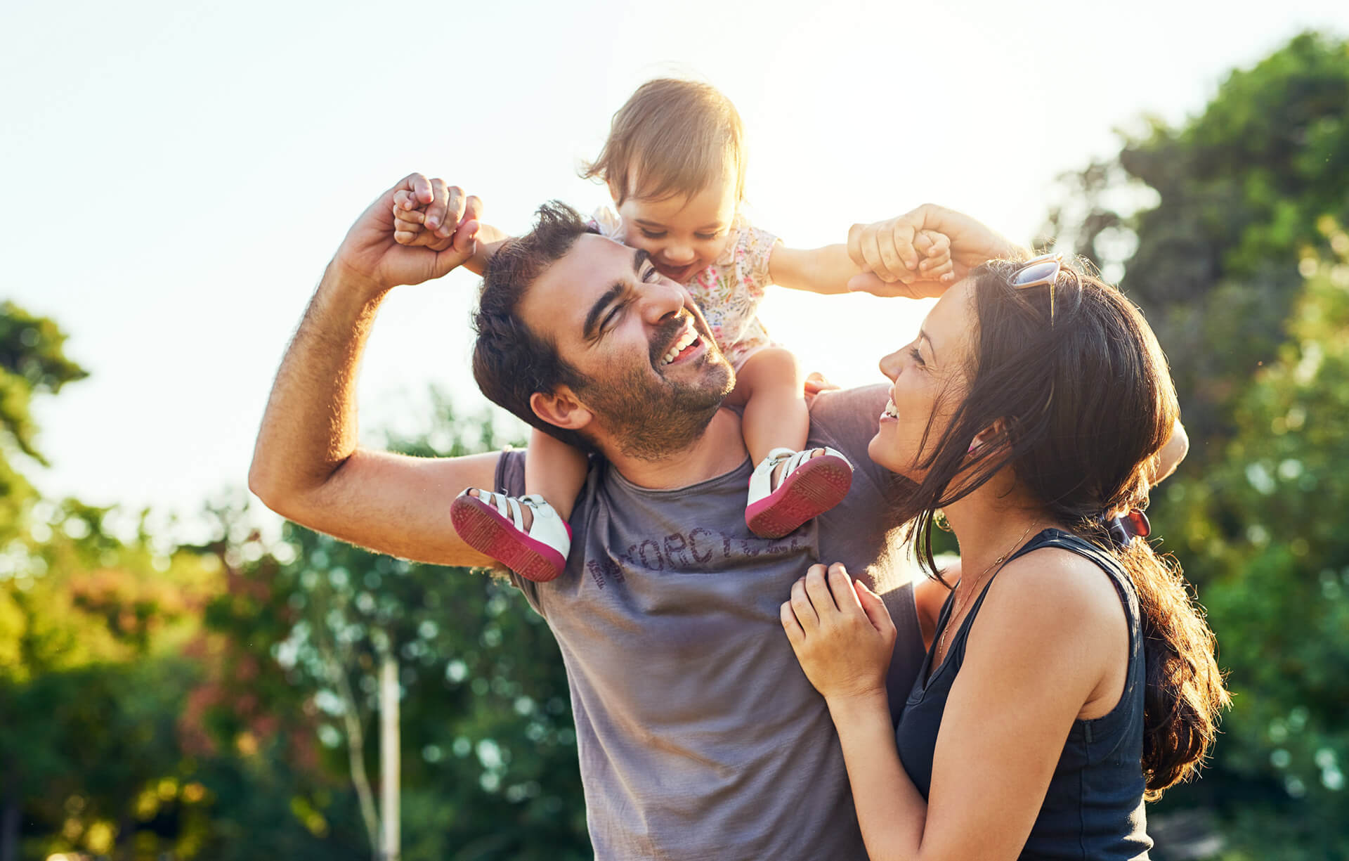 Happy Family Playing Outside